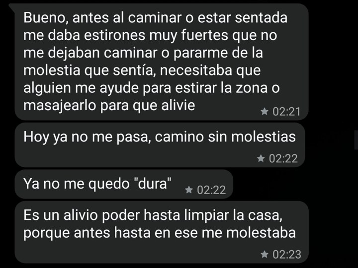 Captura de WhatsApp del testimonio de Debora