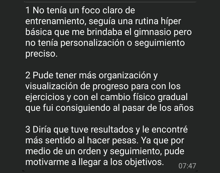 Captura de WhatsApp del testimonio de Pablo